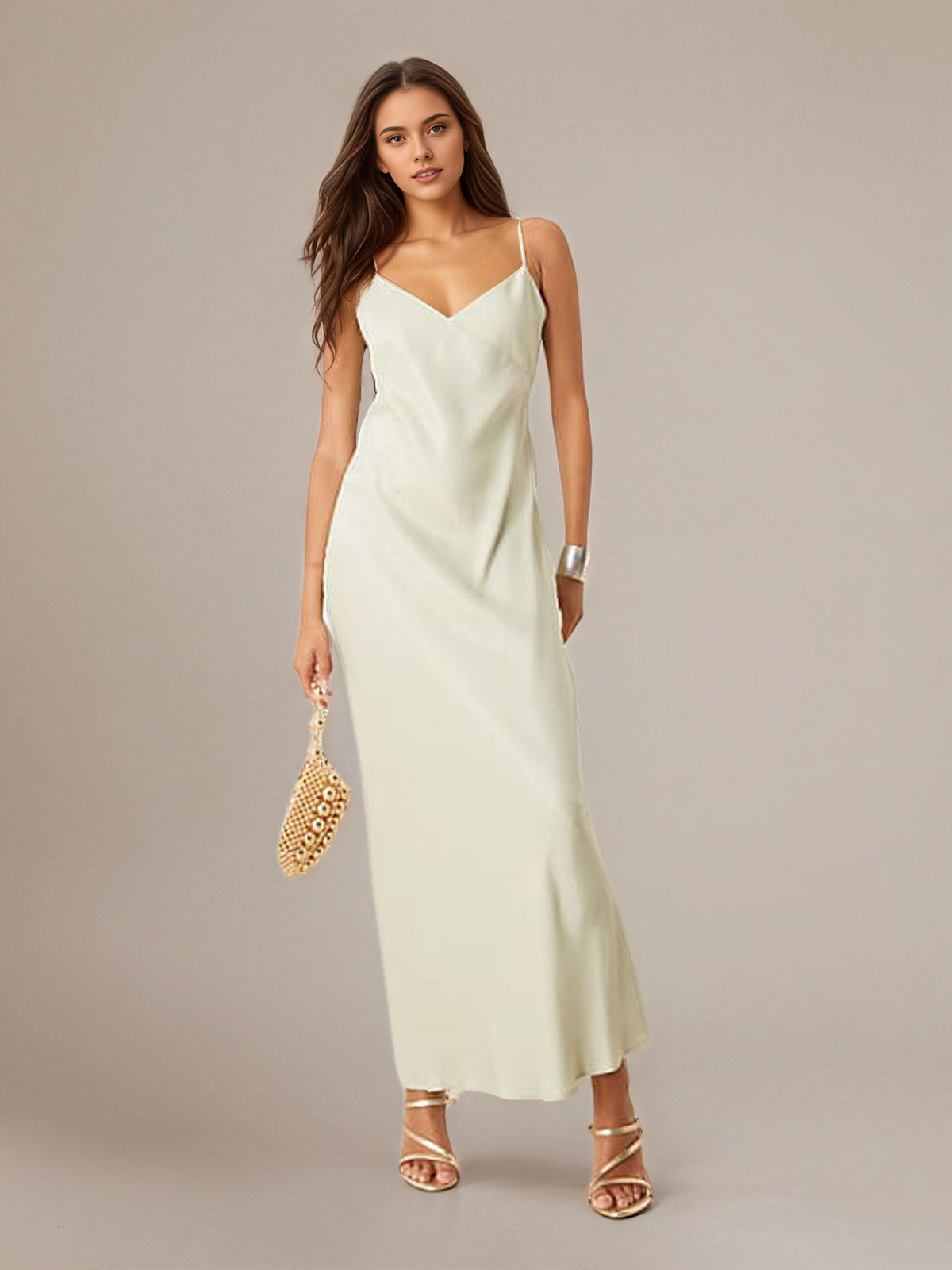 Sheath/Column Chiffon Spaghetti Straps Sleeveless Floor Length Dresses