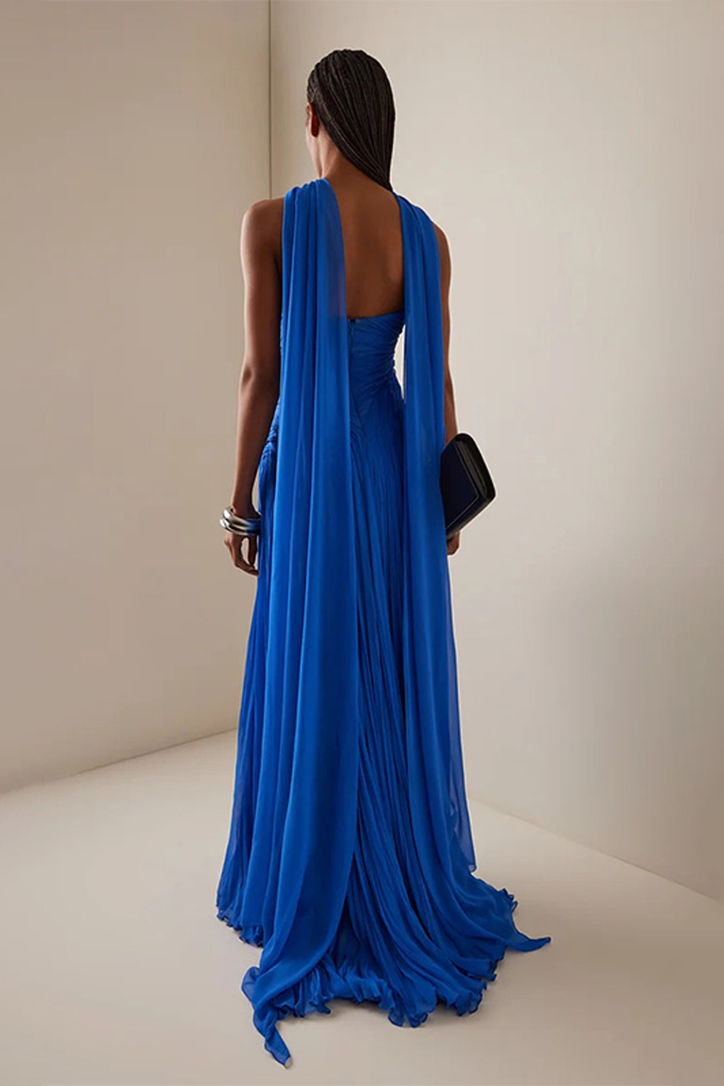 Scarf-detail Hand-Pleated Gown