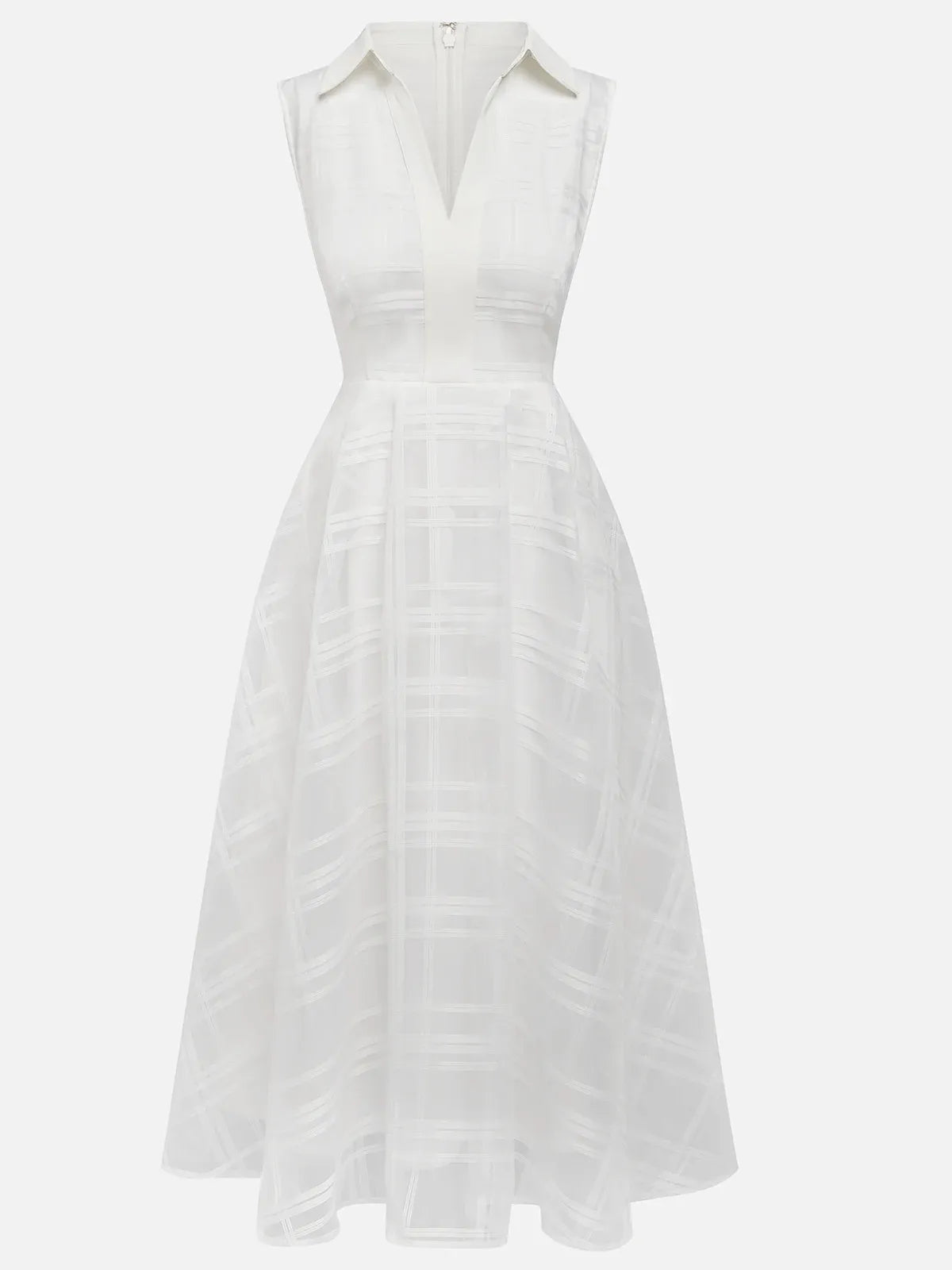 White Shirt Dress Shirt Collar Sleeveless A-Line Midi Dress
