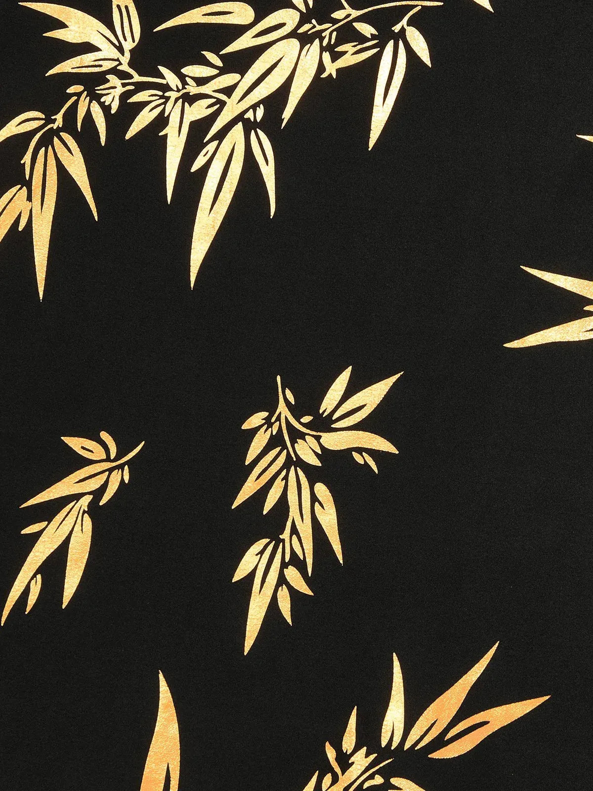 Black Gold Hot Stamping Floral Short Sleeve A-Line Maxi Dress