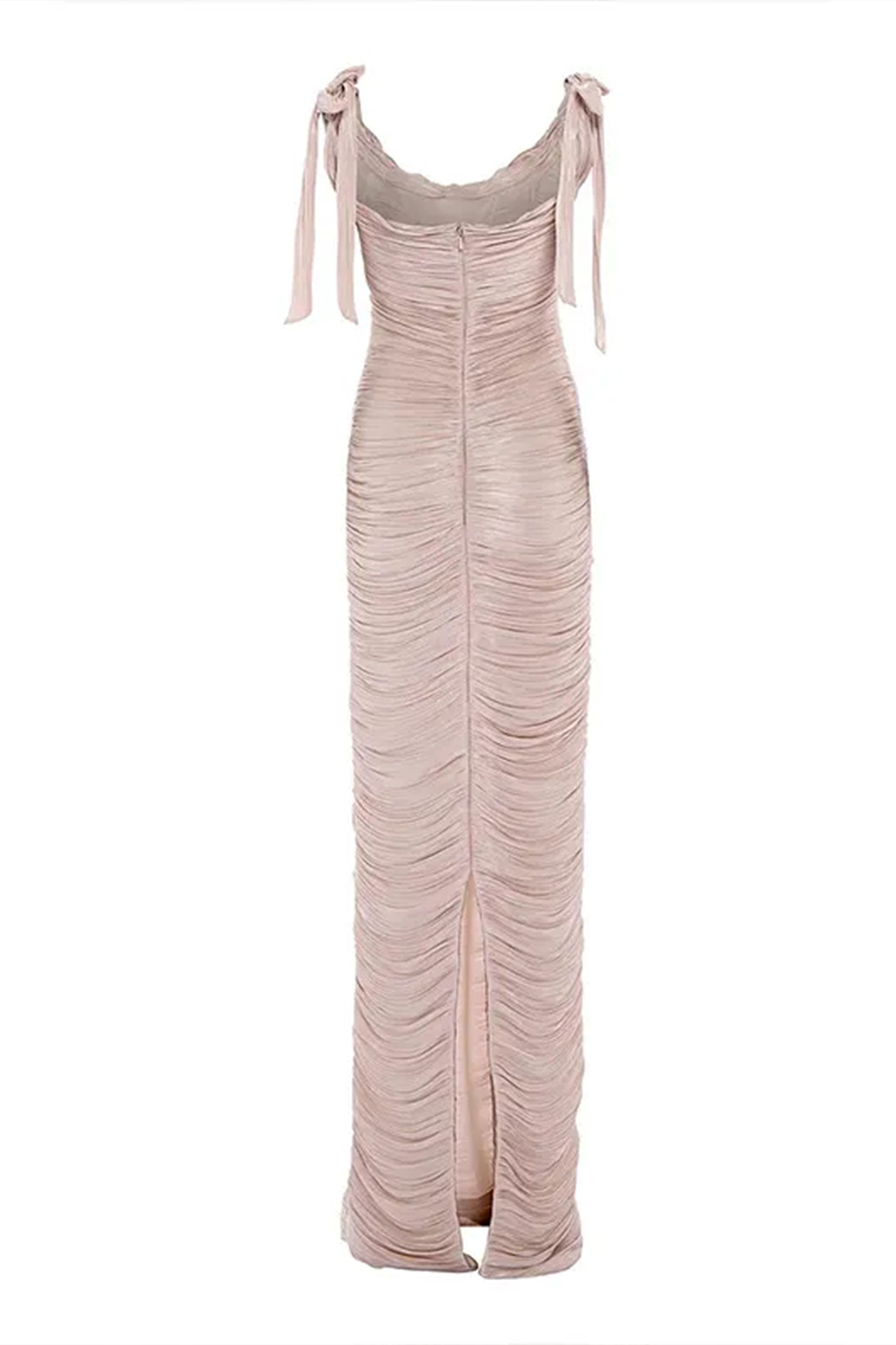 Ruched Pink Satin Gown