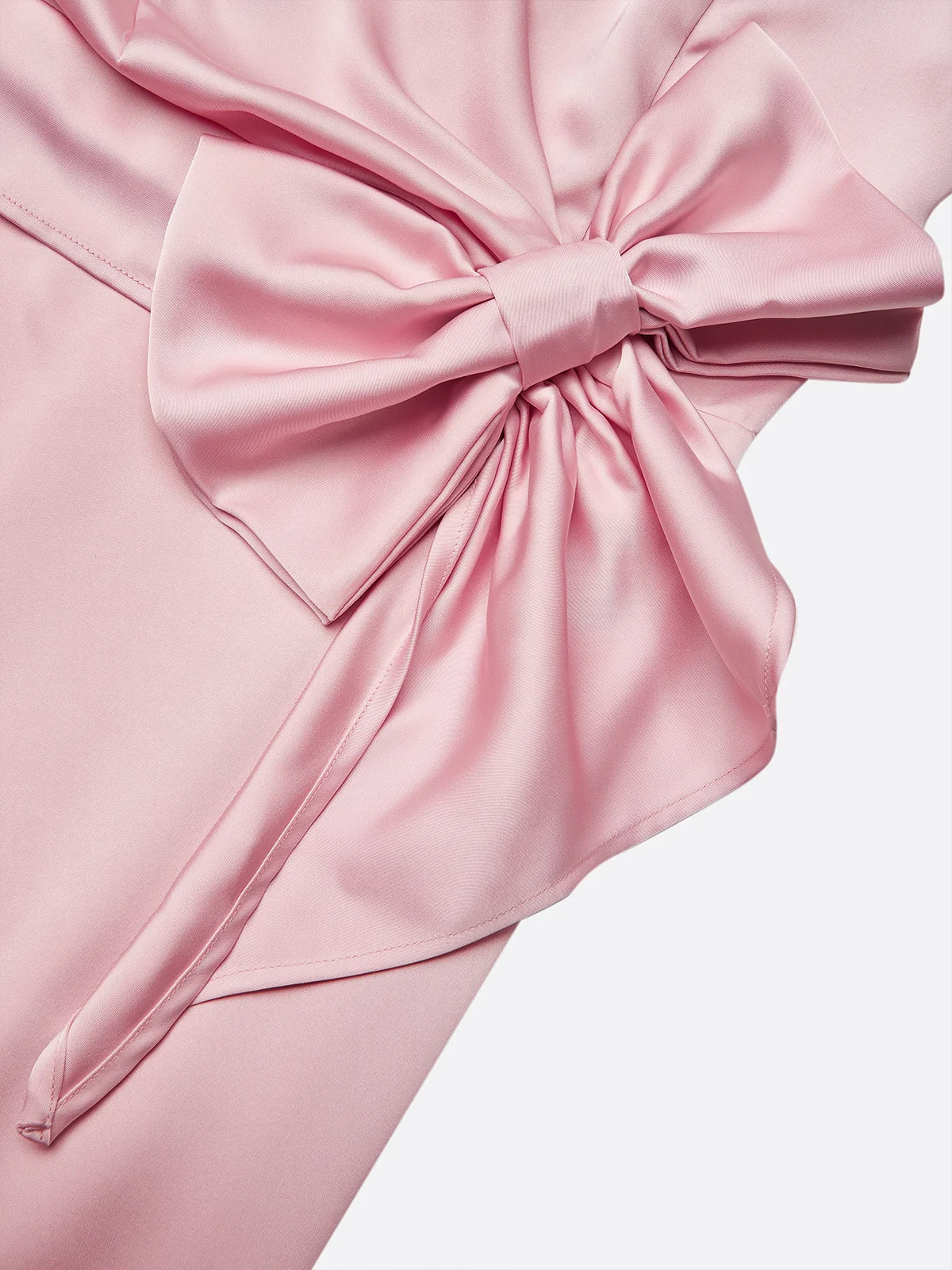 Pink Sheath/Column Satin One Shoulder Sleeveless Ankle Length Dresses With Bow