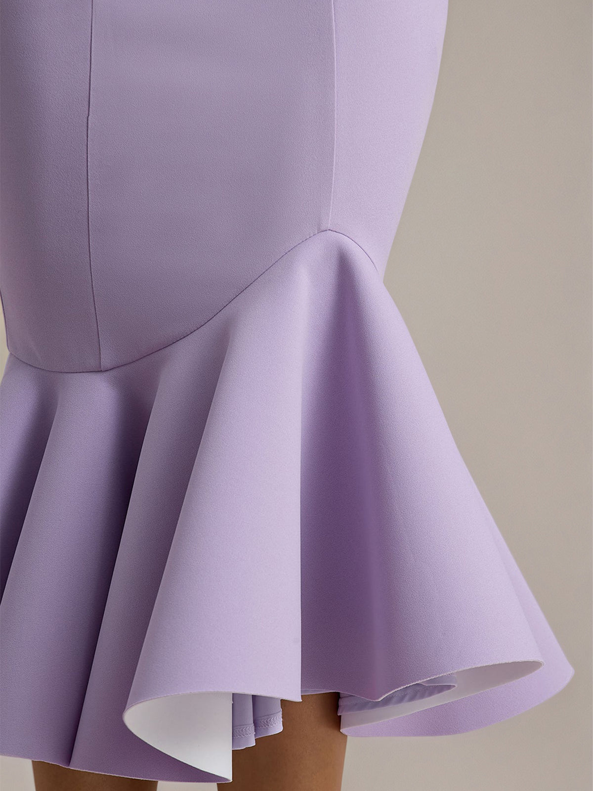 Lilac Chiffon Sheath/Column Halter Neck Sleeveless Tea Length Dress