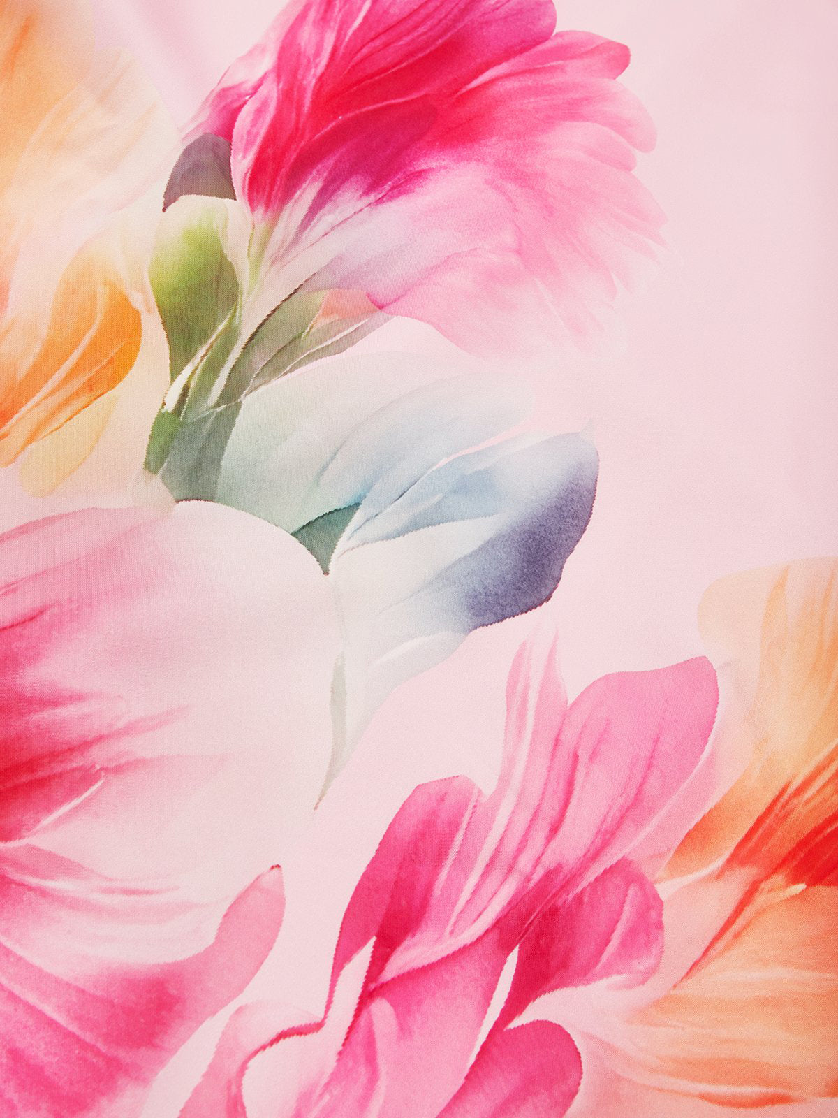 Pink Bow Floral Square Neck Sheath Midi Satin Dress