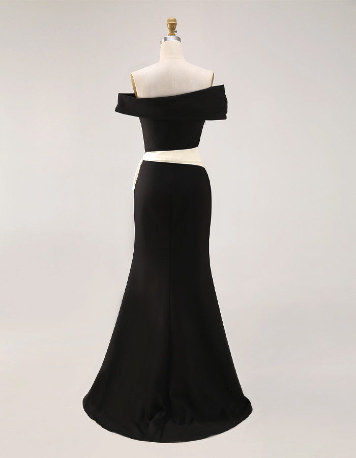 Formal Dress Green One-Shoulder Rhinestone Waist Belt Maxi Dress