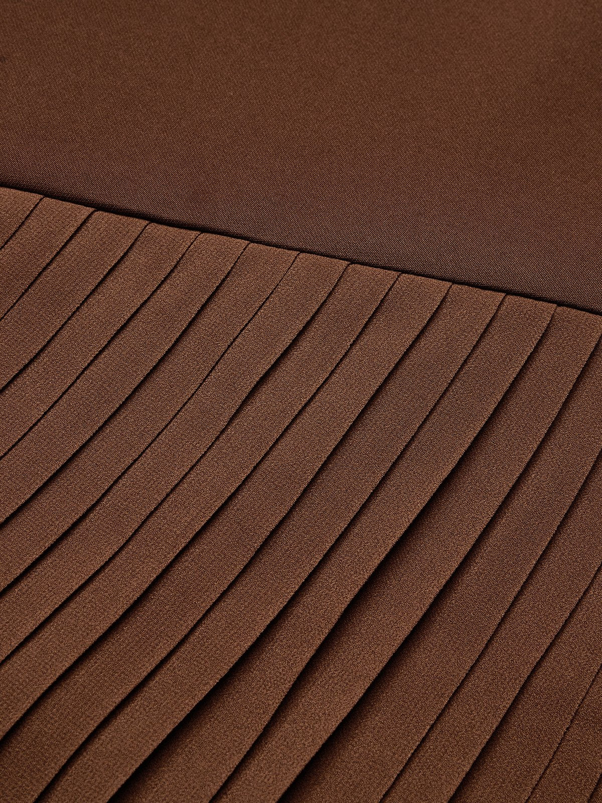 Brown Pleated Slit Classic Boat Neck Sleeveless Mermaid Midi Dress