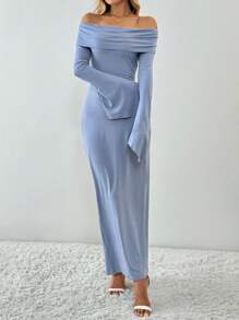 Off-shoulder Long-sleeved Sexy Maxi Dress