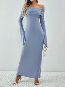 Off-shoulder Long-sleeved Sexy Maxi Dress