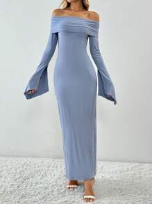 Off-shoulder Long-sleeved Sexy Maxi Dress