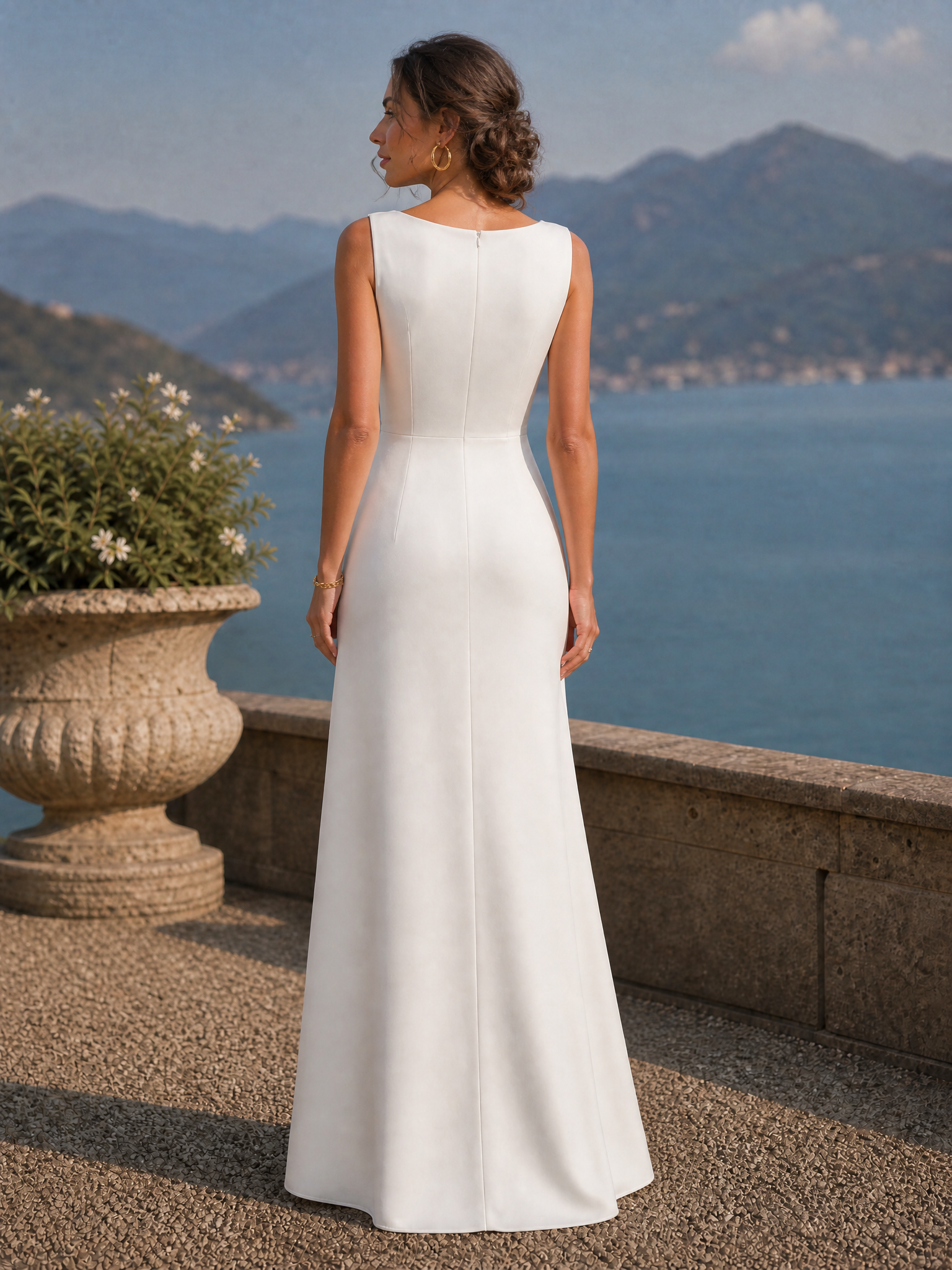 Sleeveless Sequin Panel Long Evening Gown