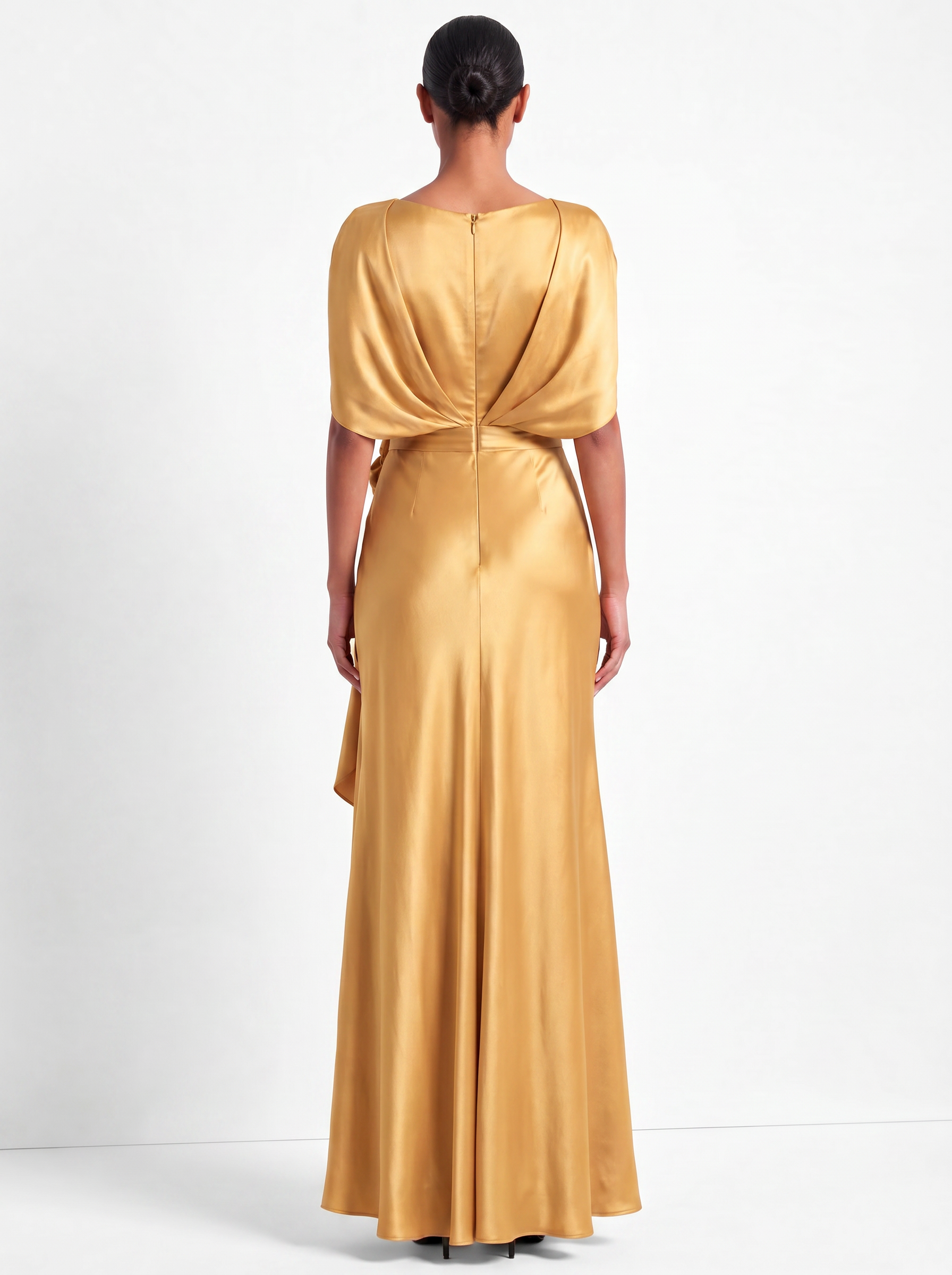 Satin Drape Detail Floor-Length Gown