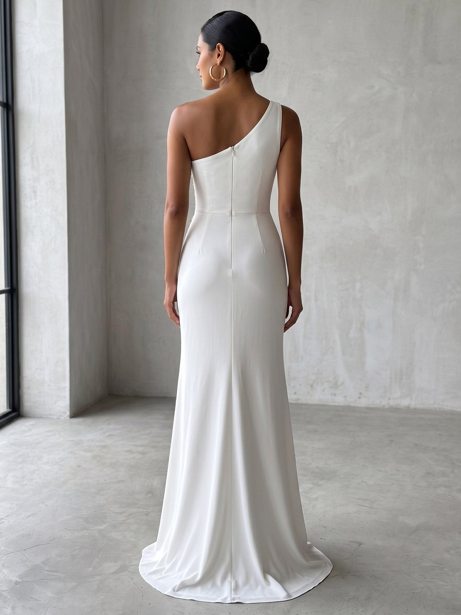 Sophisticated One-Shoulder Embellished Gown