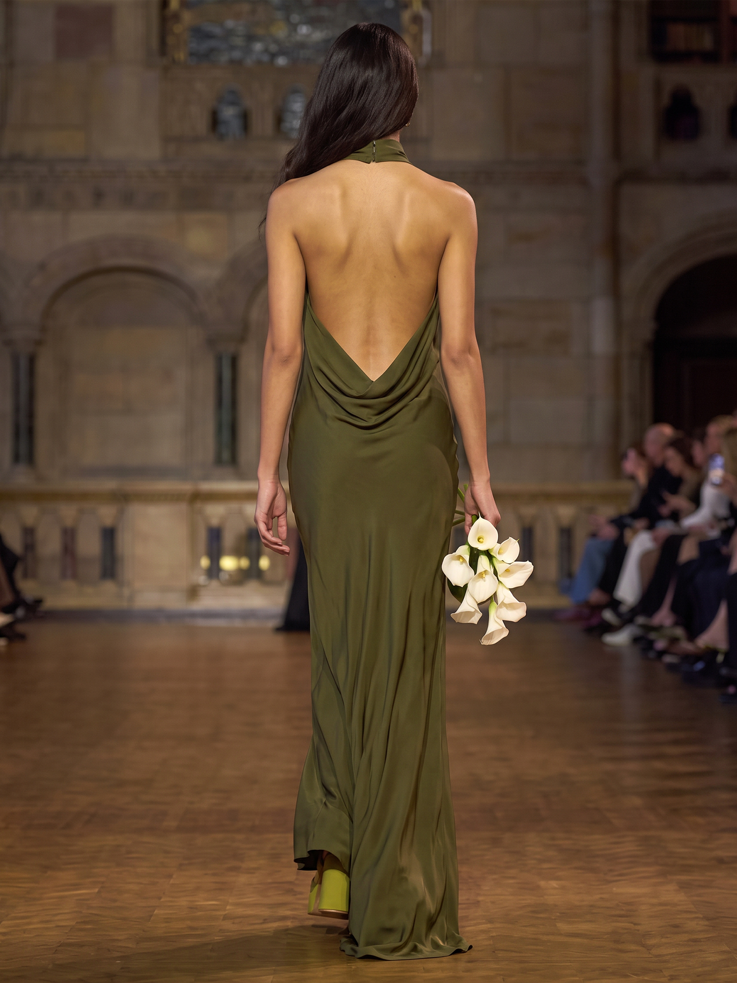 Halter High Neck Backless Satin Evening Gown