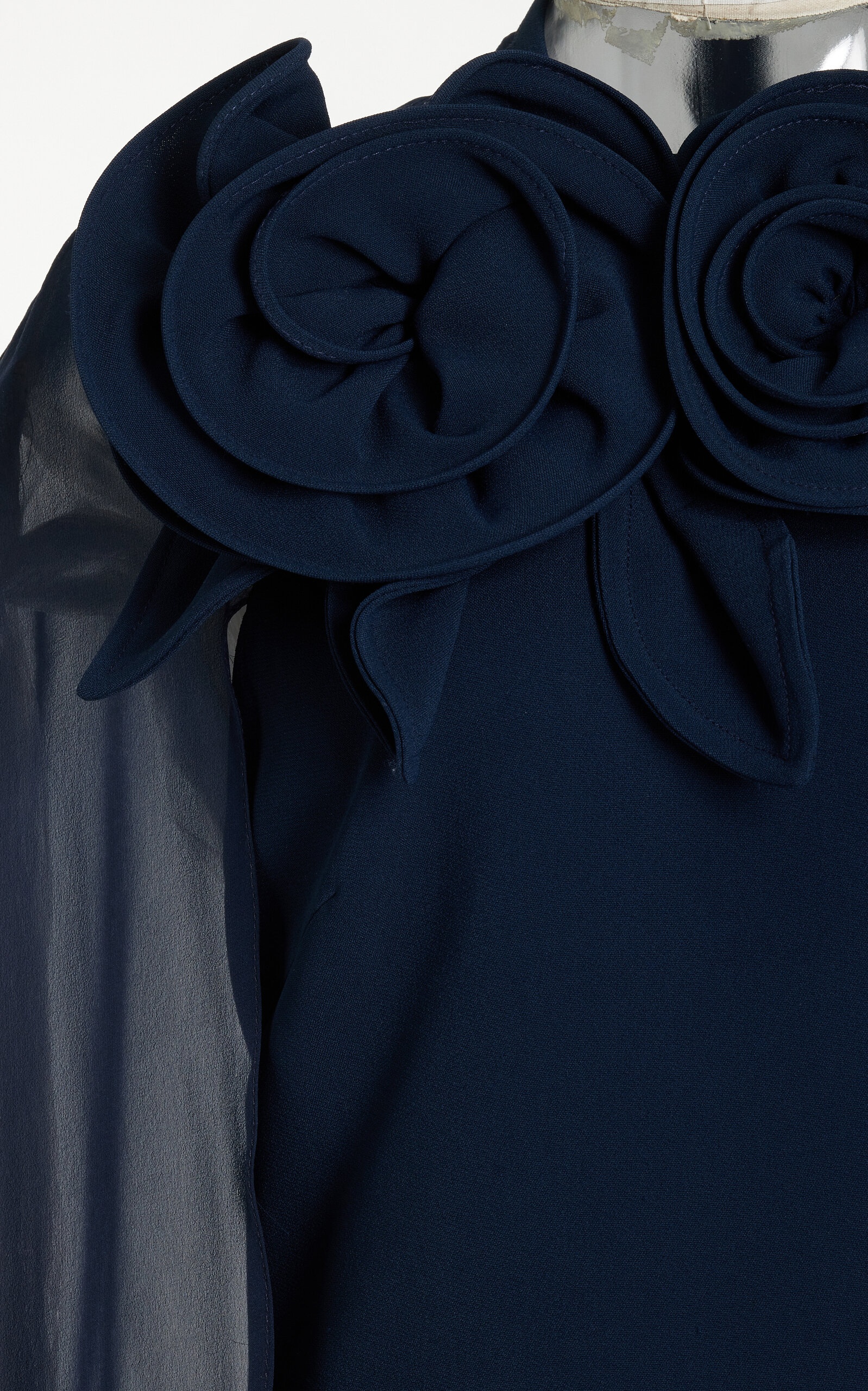 Cape-Detailed Cady Maxi Dress navy
