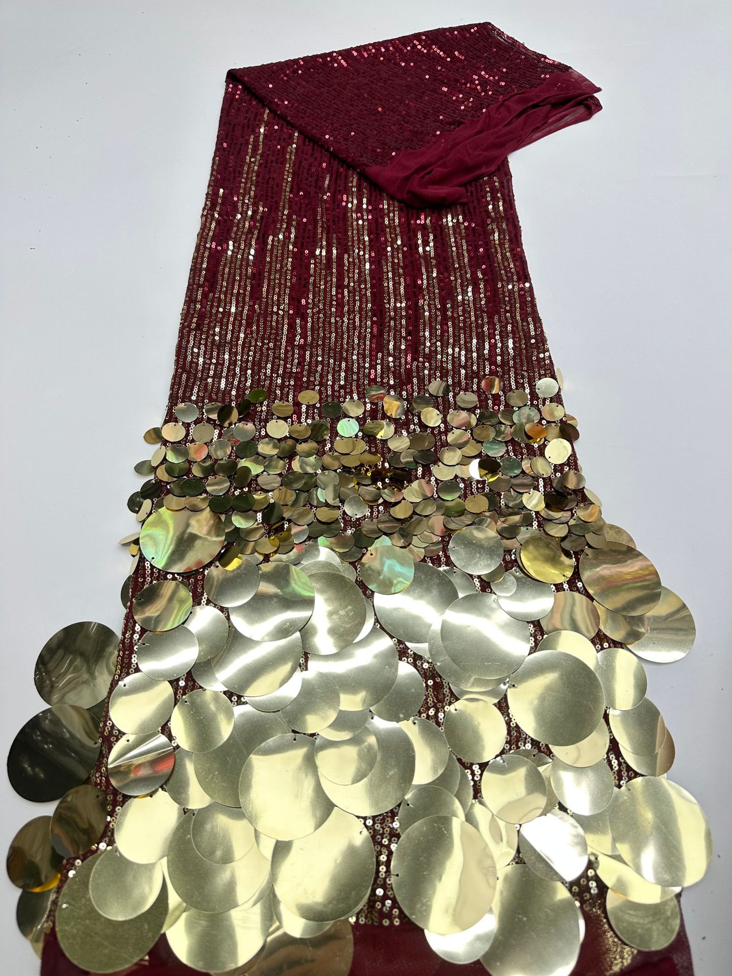 Mock Neck Long Sleeve Sequin Gradient Midi Dress