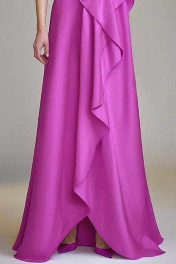 Formal ​Evening Dress Purple Strapless Ruffle Maxi Dress