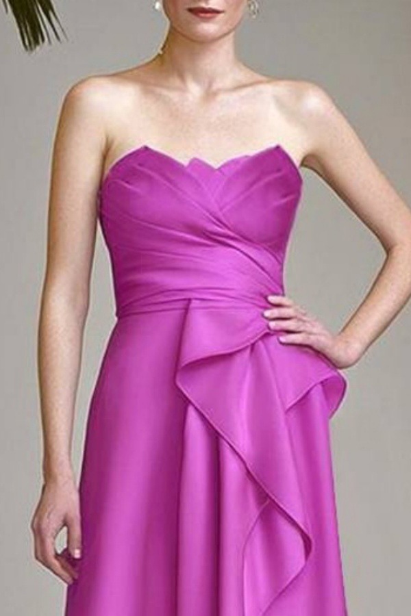 Formal ​Evening Dress Purple Strapless Ruffle Maxi Dress