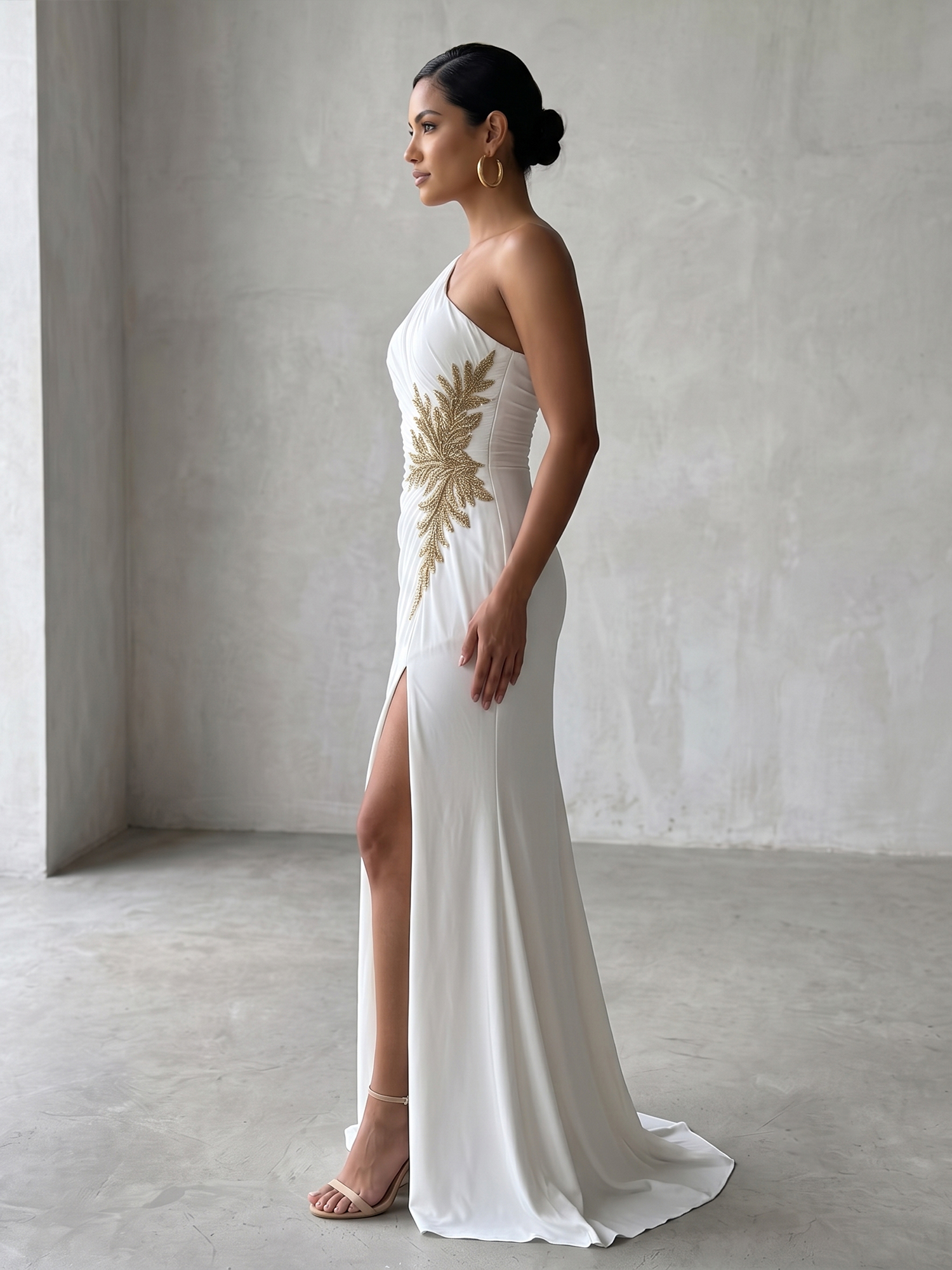 Sophisticated One-Shoulder Embellished Gown