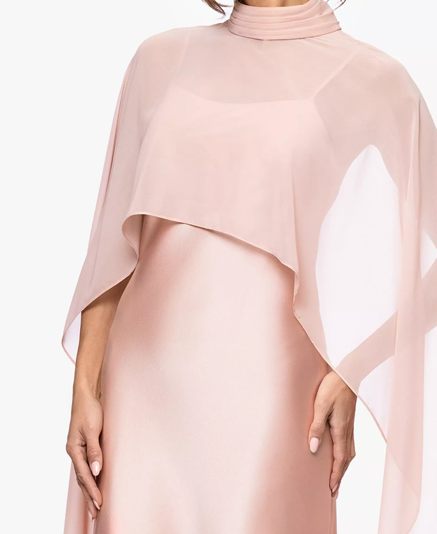 Layered Overlay Satin Long Evening Gown