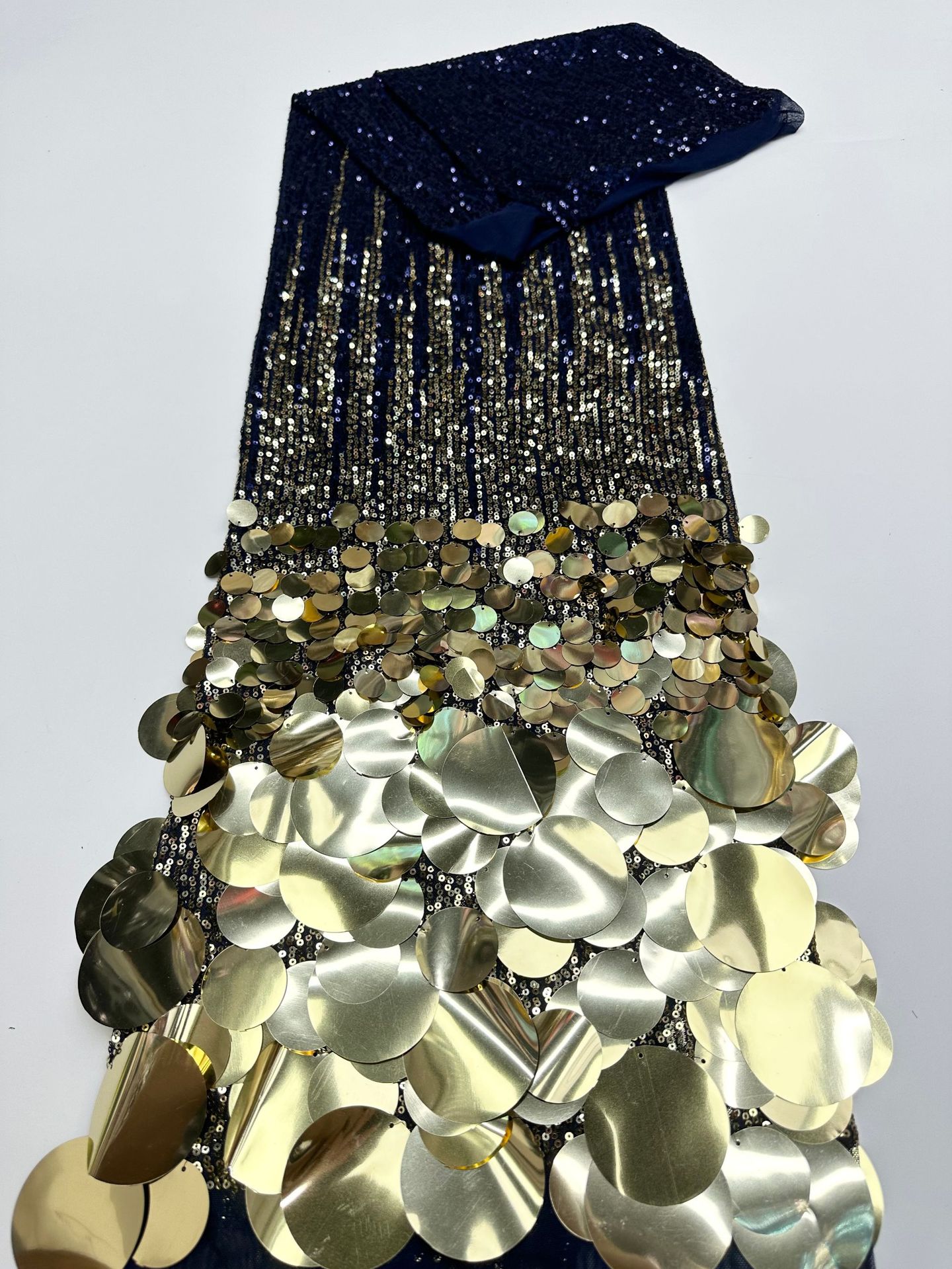 Mock Neck Long Sleeve Sequin Gradient Midi Dress