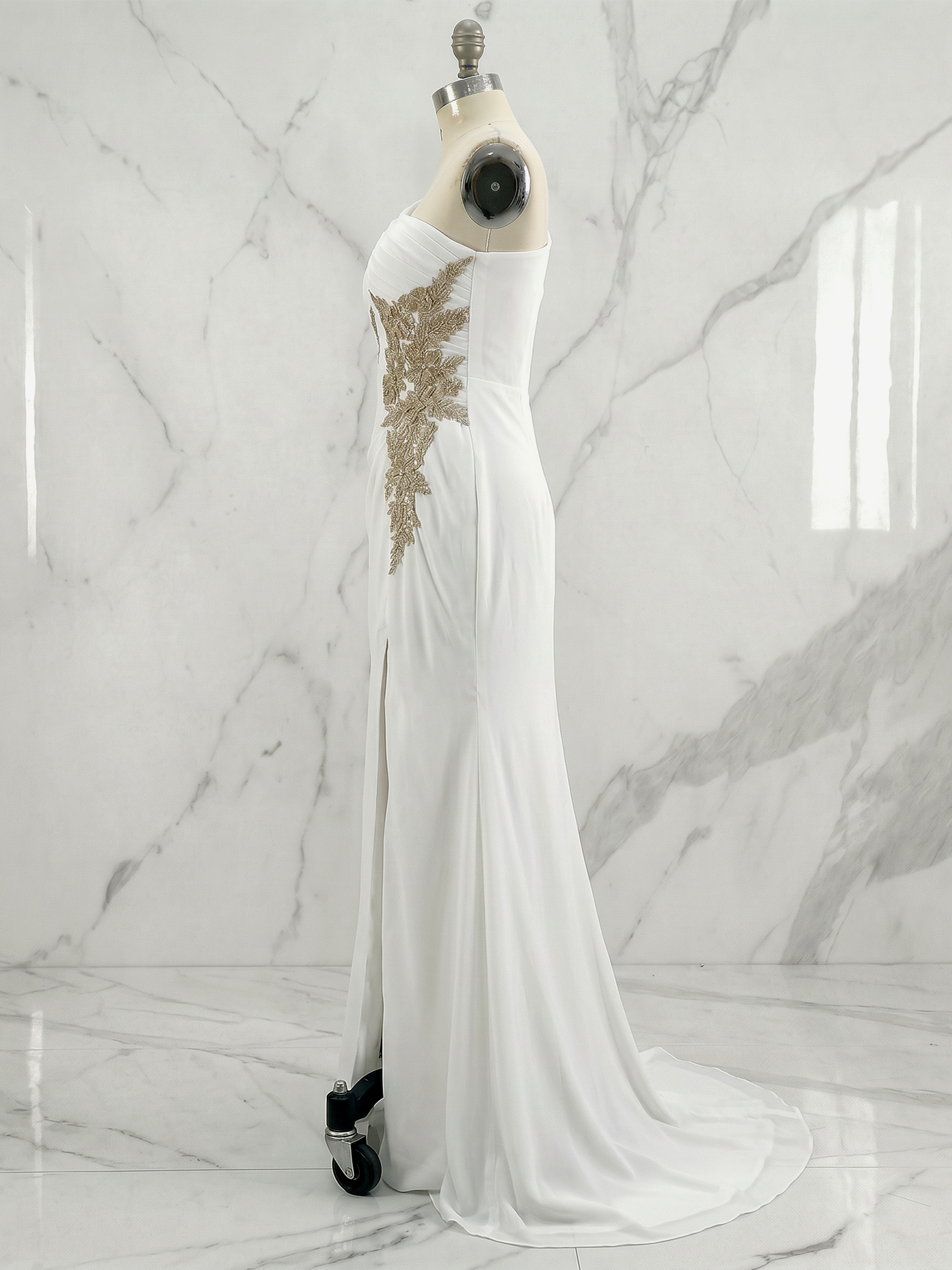 Sophisticated One-Shoulder Embellished Gown