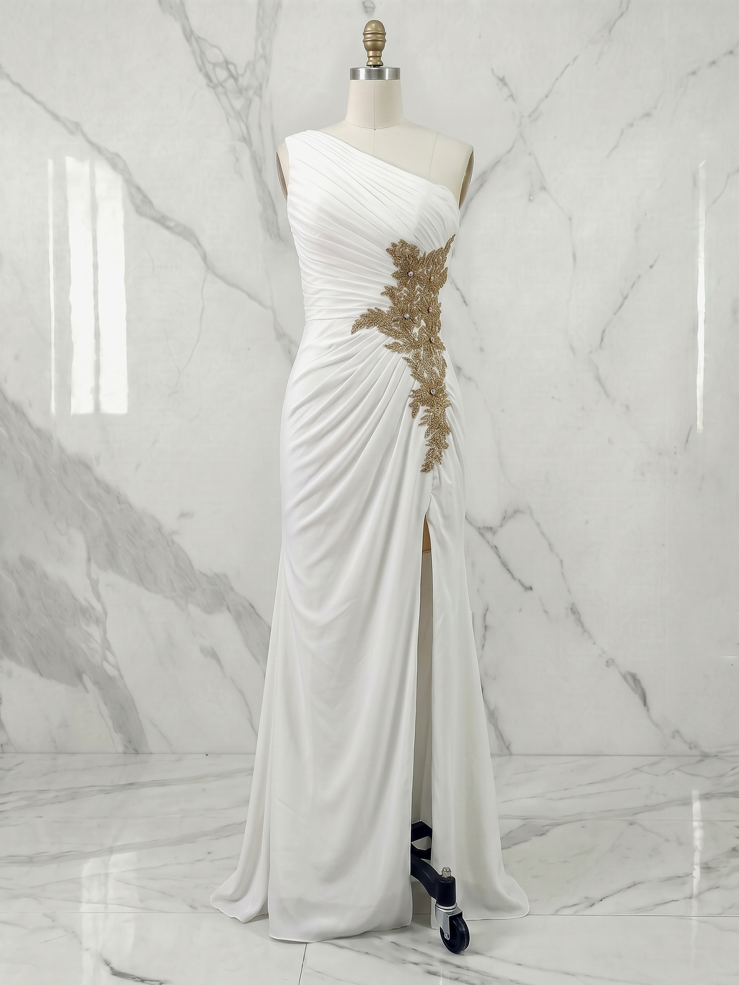 Sophisticated One-Shoulder Embellished Gown