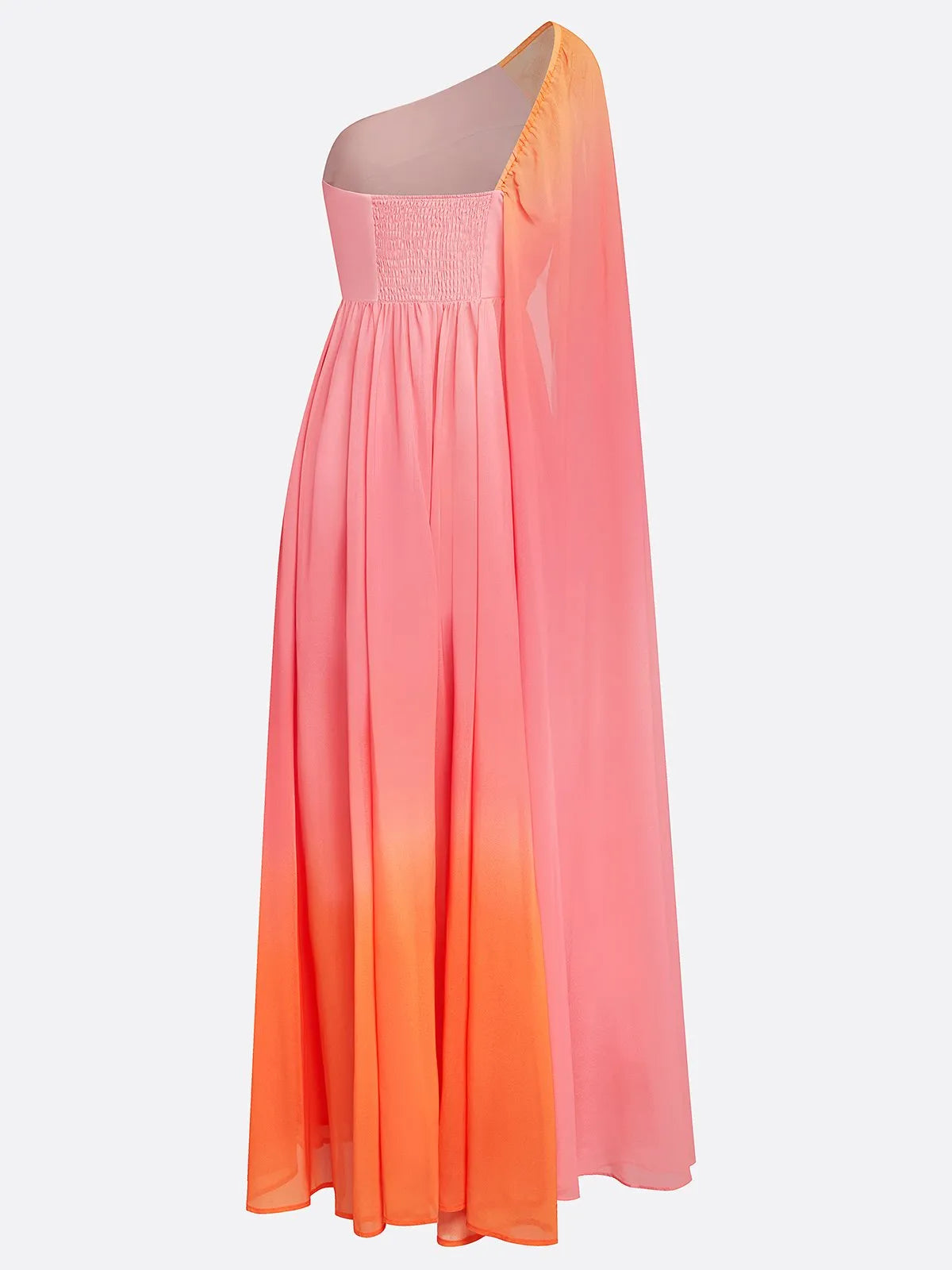 Pink Side-Slit One Shoulder Sleeveless A-Line Gown Chiffon Dress