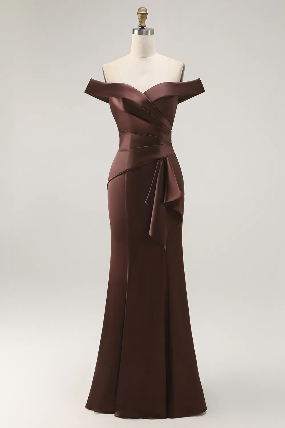 Elegant Off-The-Shoulder Mermaid Evening Gown With Side Drape Detail