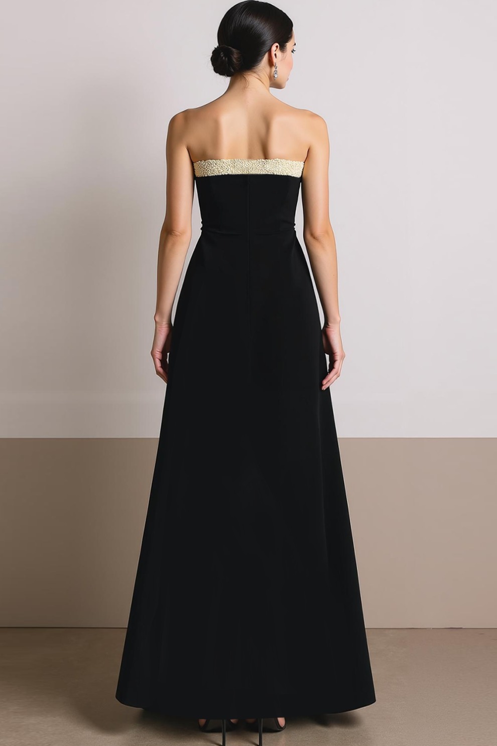 Black White Patchwork Sweetheart A Line Long Evening Dress