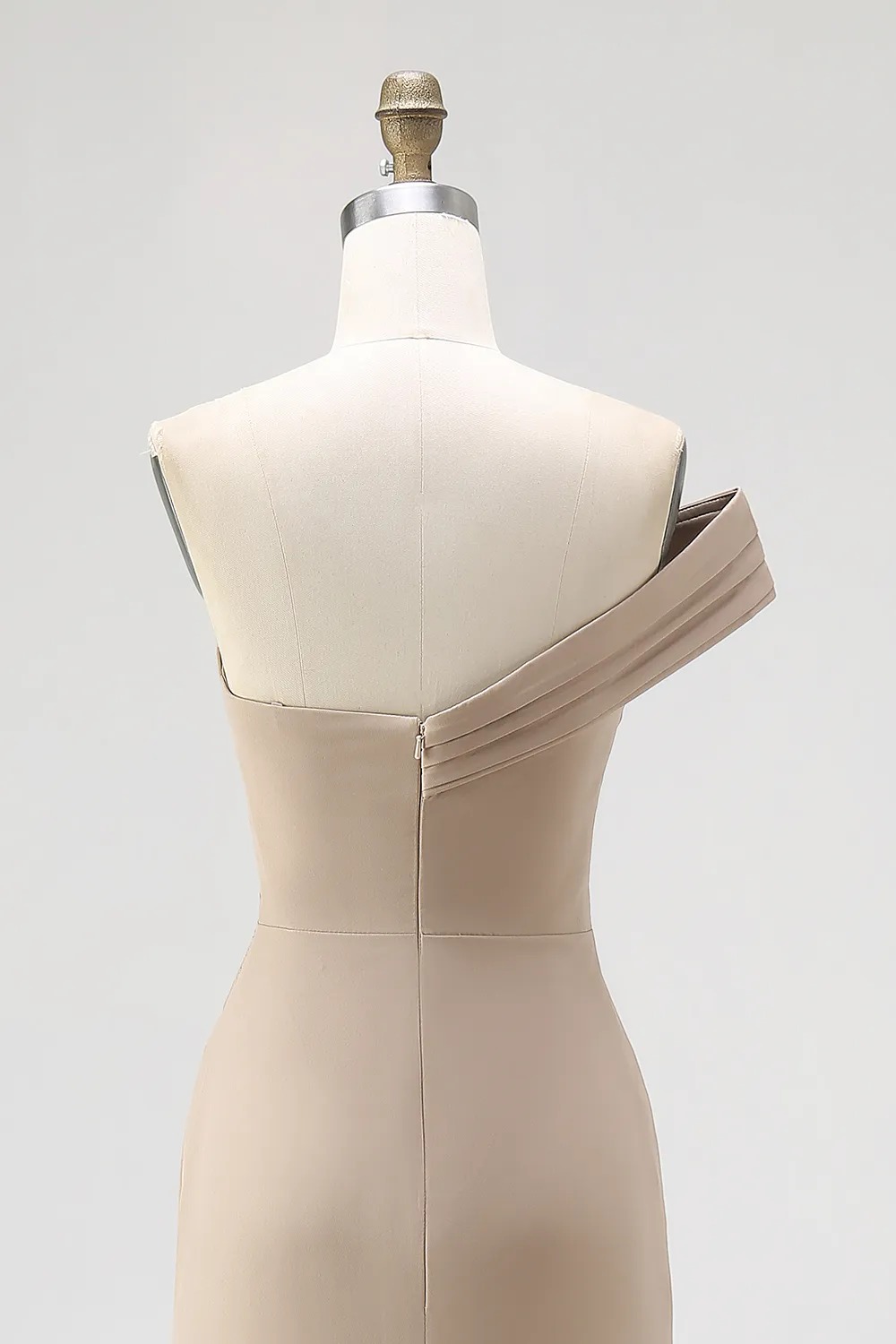 Formal Dress Light Khaki Sheath One Shoulder Maxi Dress