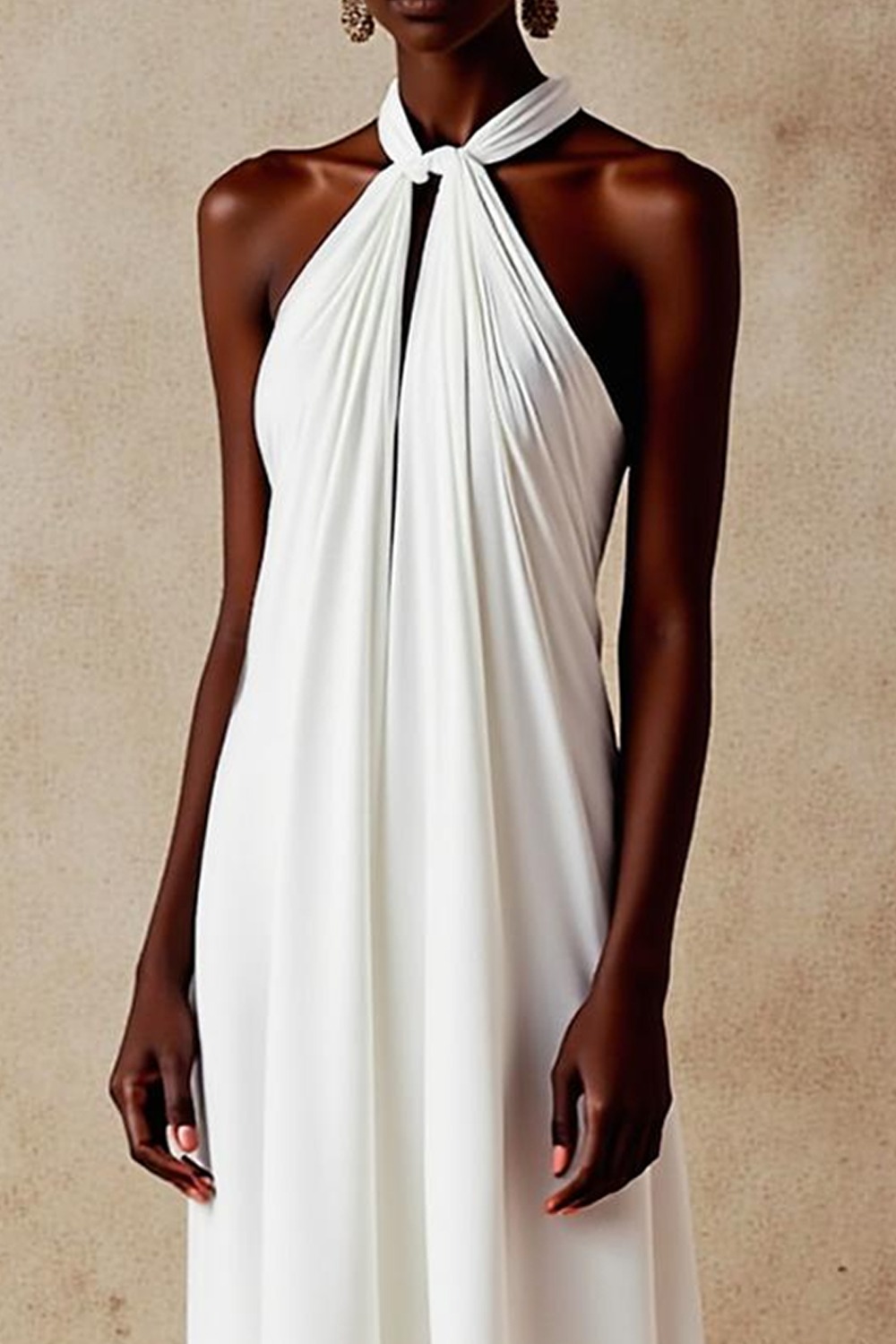 Formal Evening Dress White Halter Maxi Dress