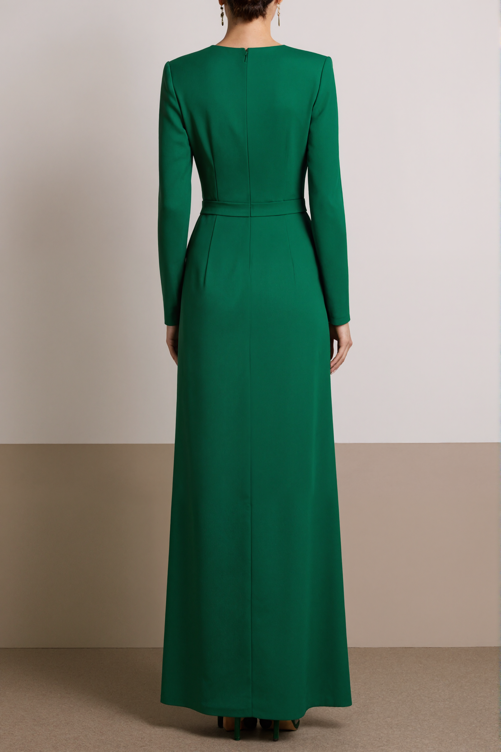 Formal Dress Sheath Green V-Neck 3D Flower Maxi Dress