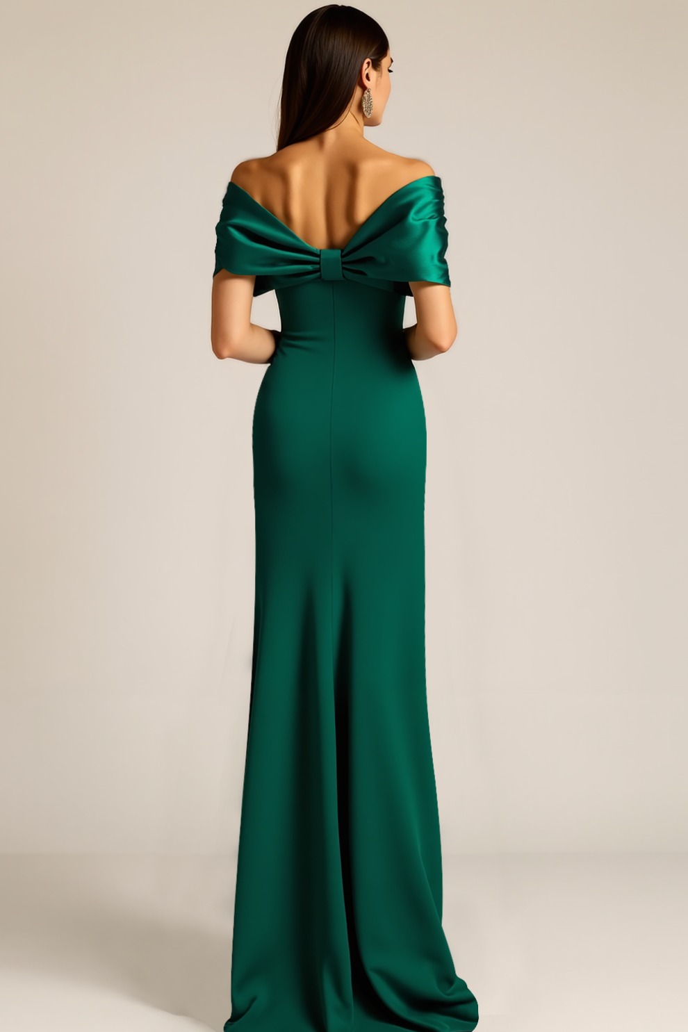 Emerald Green Mermaid Long Formal Dress with Bow