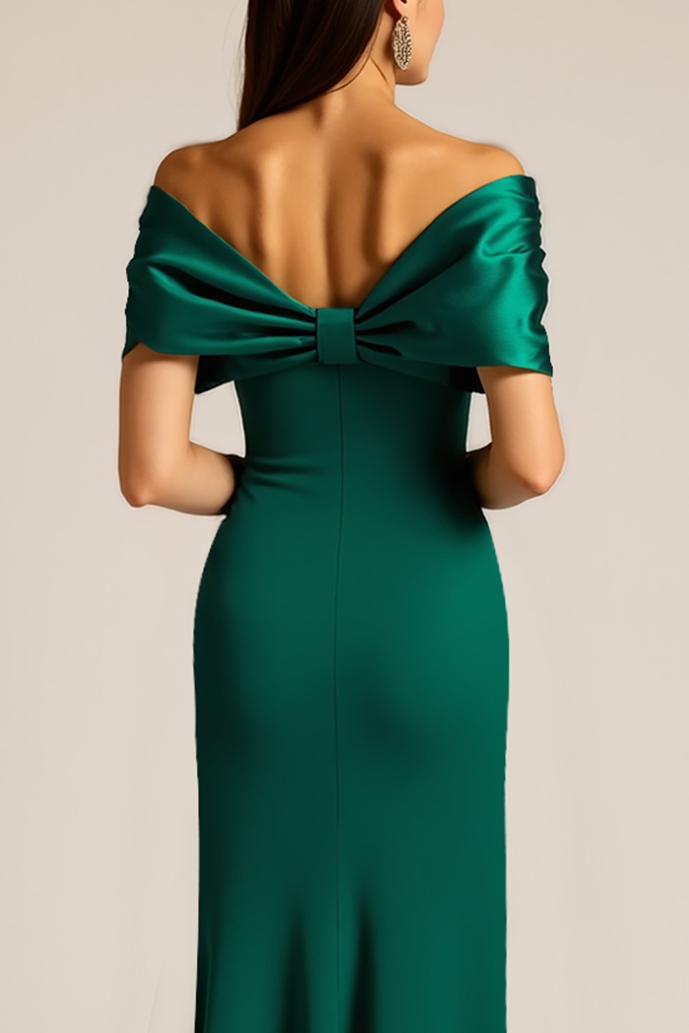 Emerald Green Mermaid Long Formal Dress with Bow