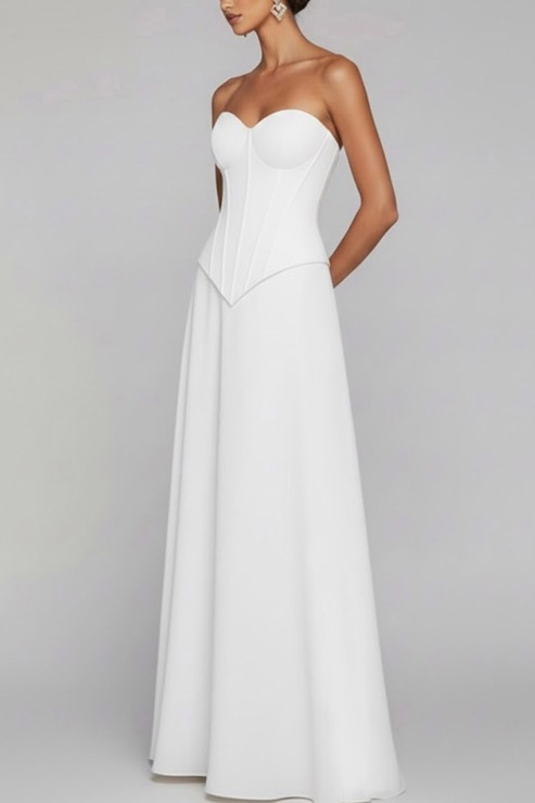 Emerald Green Formal Evening Dress Strapless Corset Lace-Up Maxi Dress