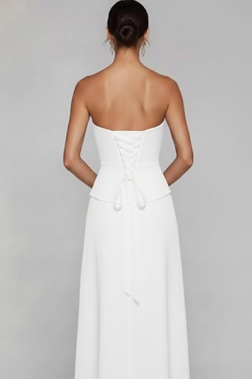 Emerald Green Formal Evening Dress Strapless Corset Lace-Up Maxi Dress