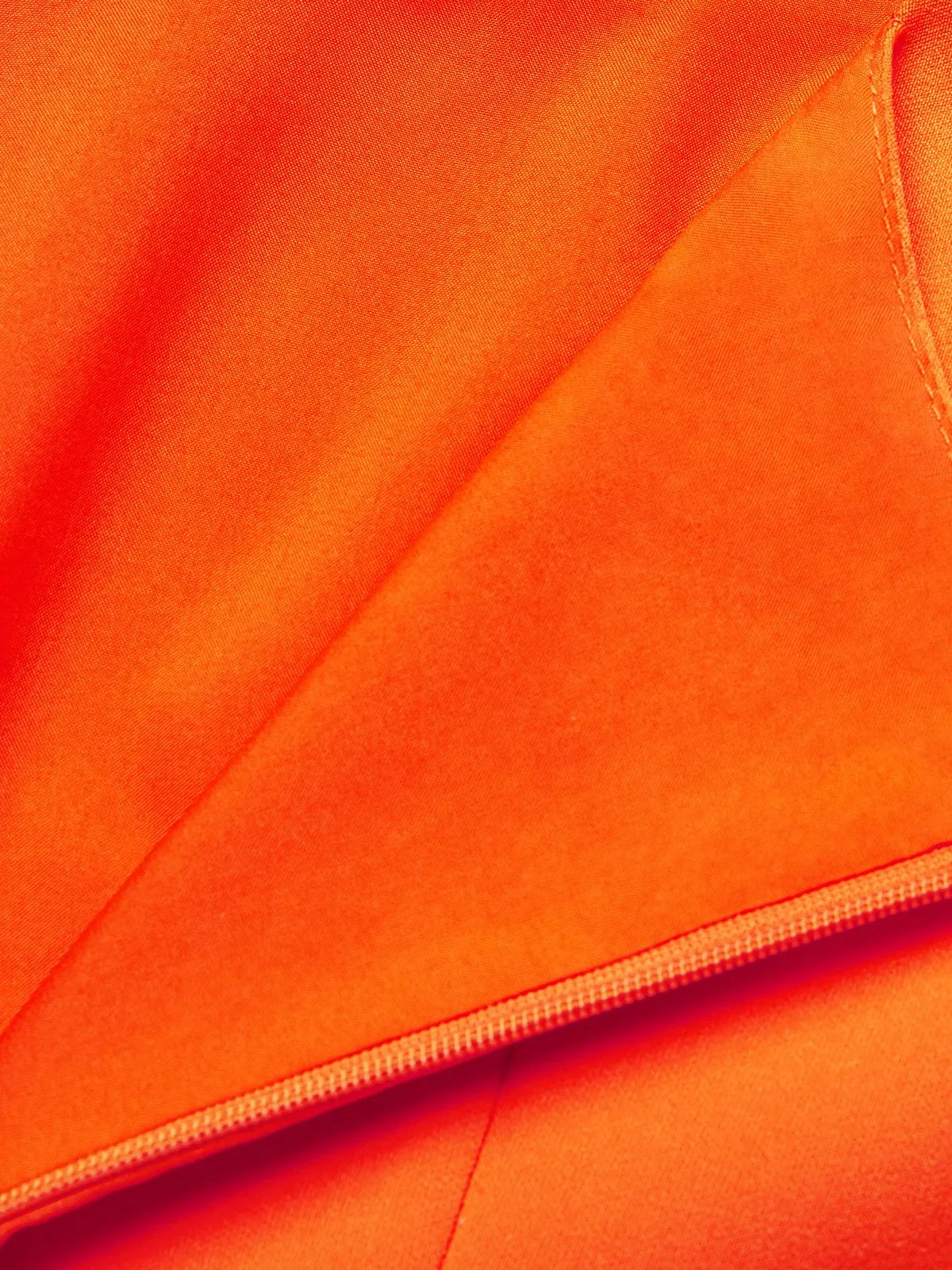 Orange Pleated Classic Square Neck Sleeveless A-Line Midi Dress