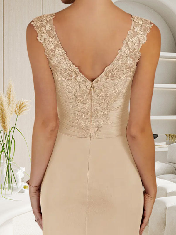 Champagne A-Line Sweetheart Neckline Pleated Mesh Dress