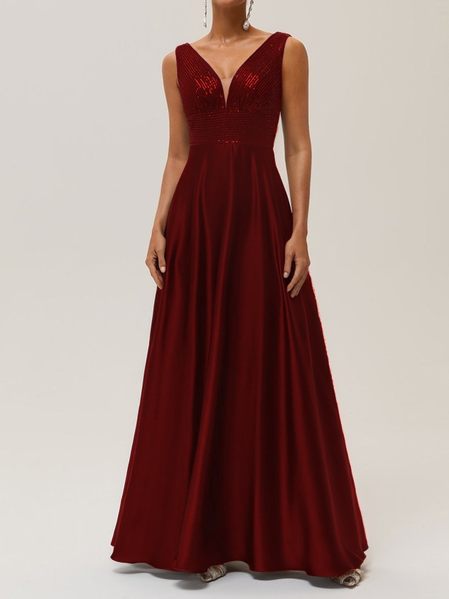 Purplish Blue Sequin A-Line Gown Satin Mother of the Bride or Groom Dress