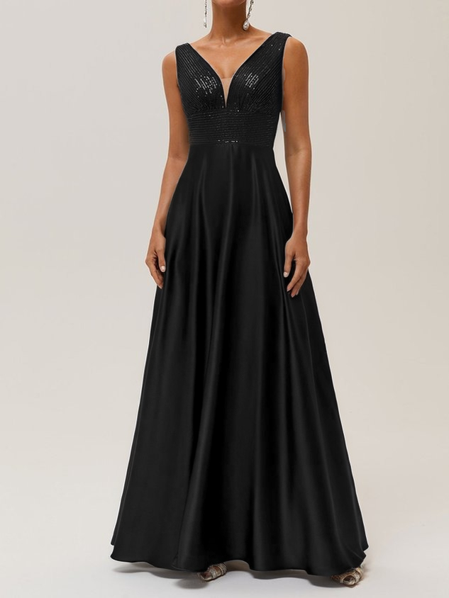 Purplish Blue Sequin A-Line Gown Satin Mother of the Bride or Groom Dress