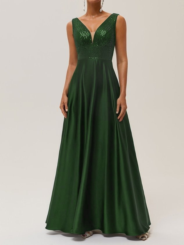 Purplish Blue Sequin A-Line Gown Satin Mother of the Bride or Groom Dress