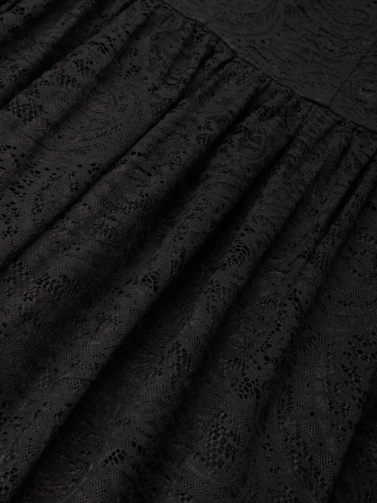 Black Lace Hollow Out Lace Crew Neck Sleeveless A-Line Maxi Dress