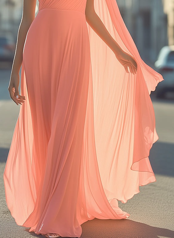 Powder Pink Ethereal One-Shoulder Gown