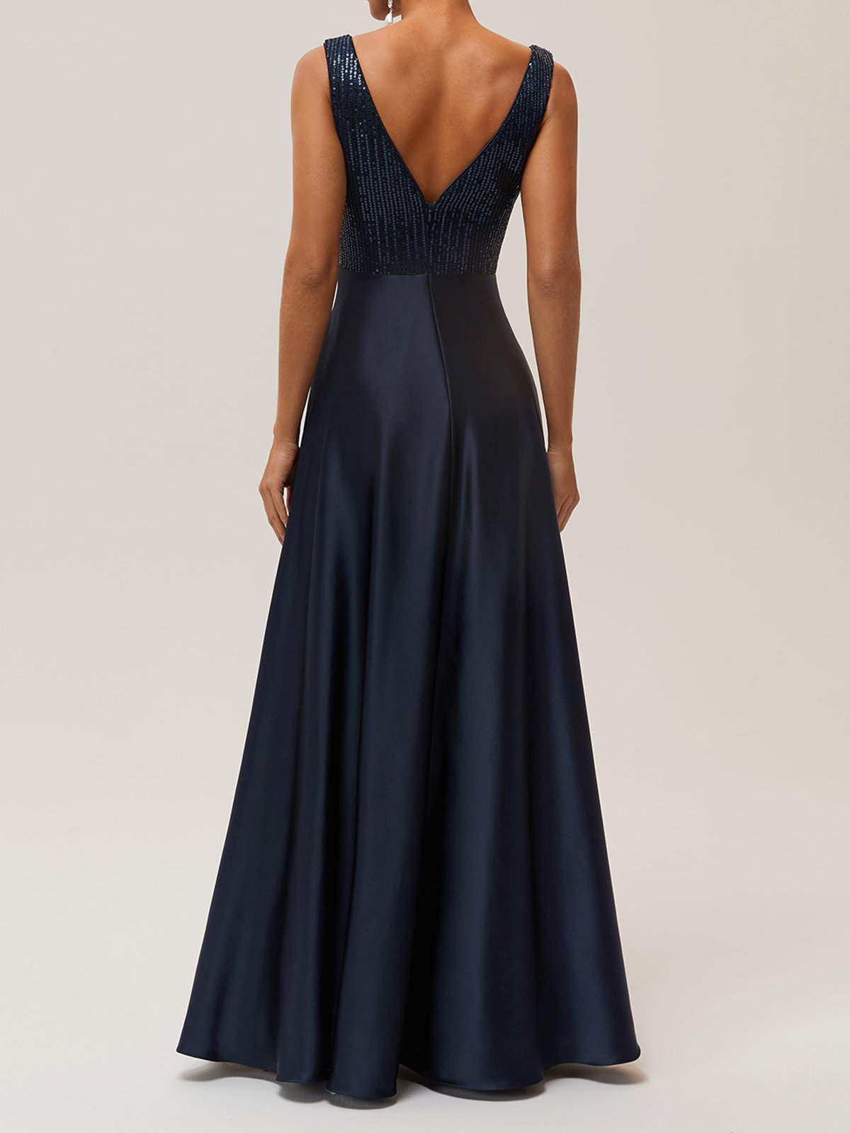 Purplish Blue Sequin A-Line Gown Satin Mother of the Bride or Groom Dress