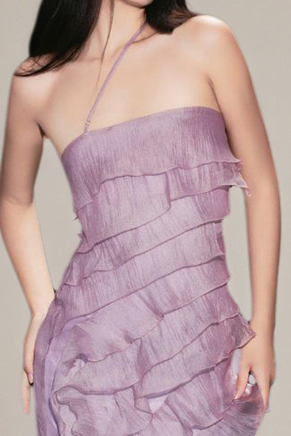 Wedding Guest Dress Irregular Ruffle Midi Dress