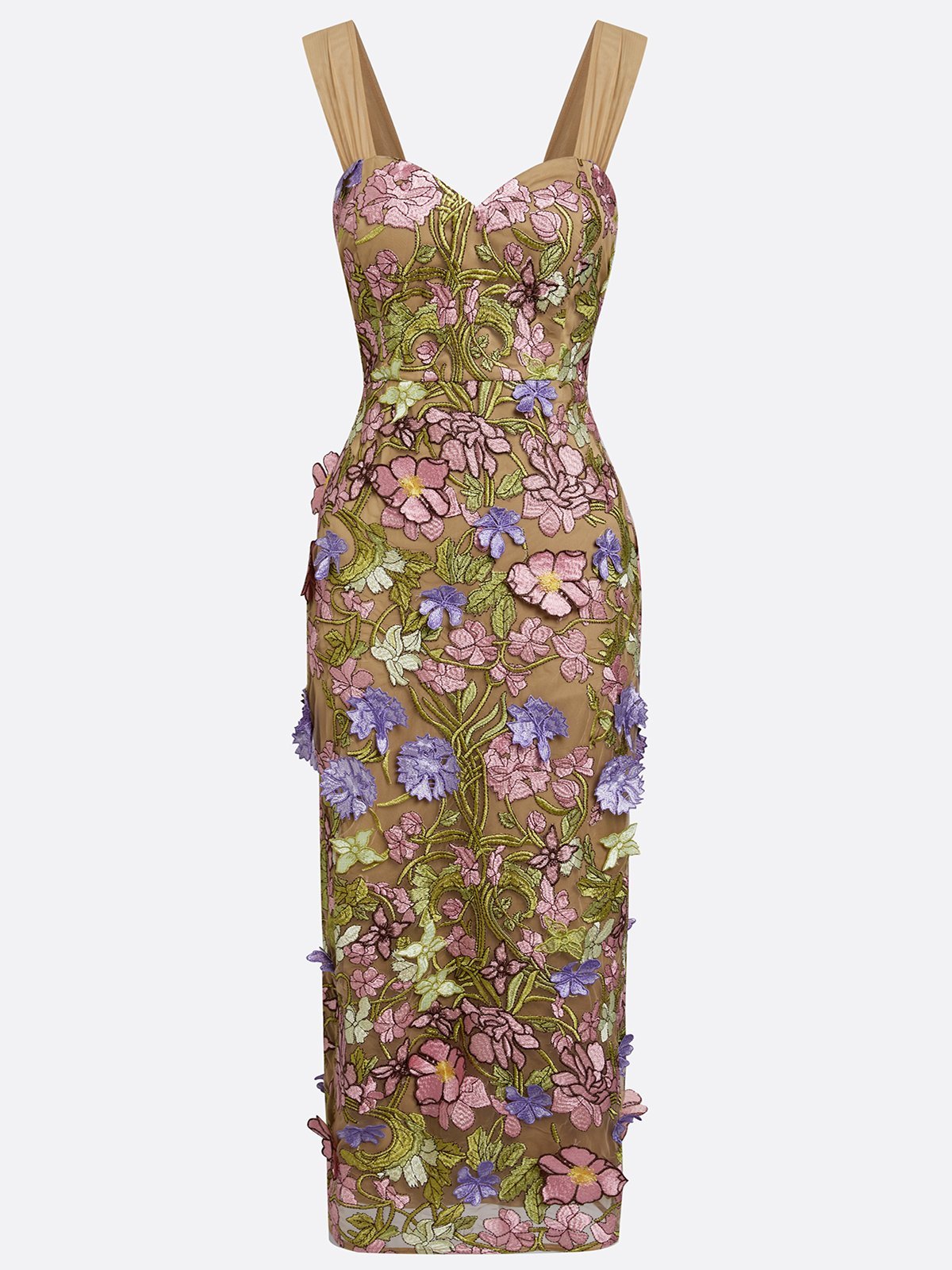 Sleeveless Sweetheart 3D Floral Applique Long Evening Dress