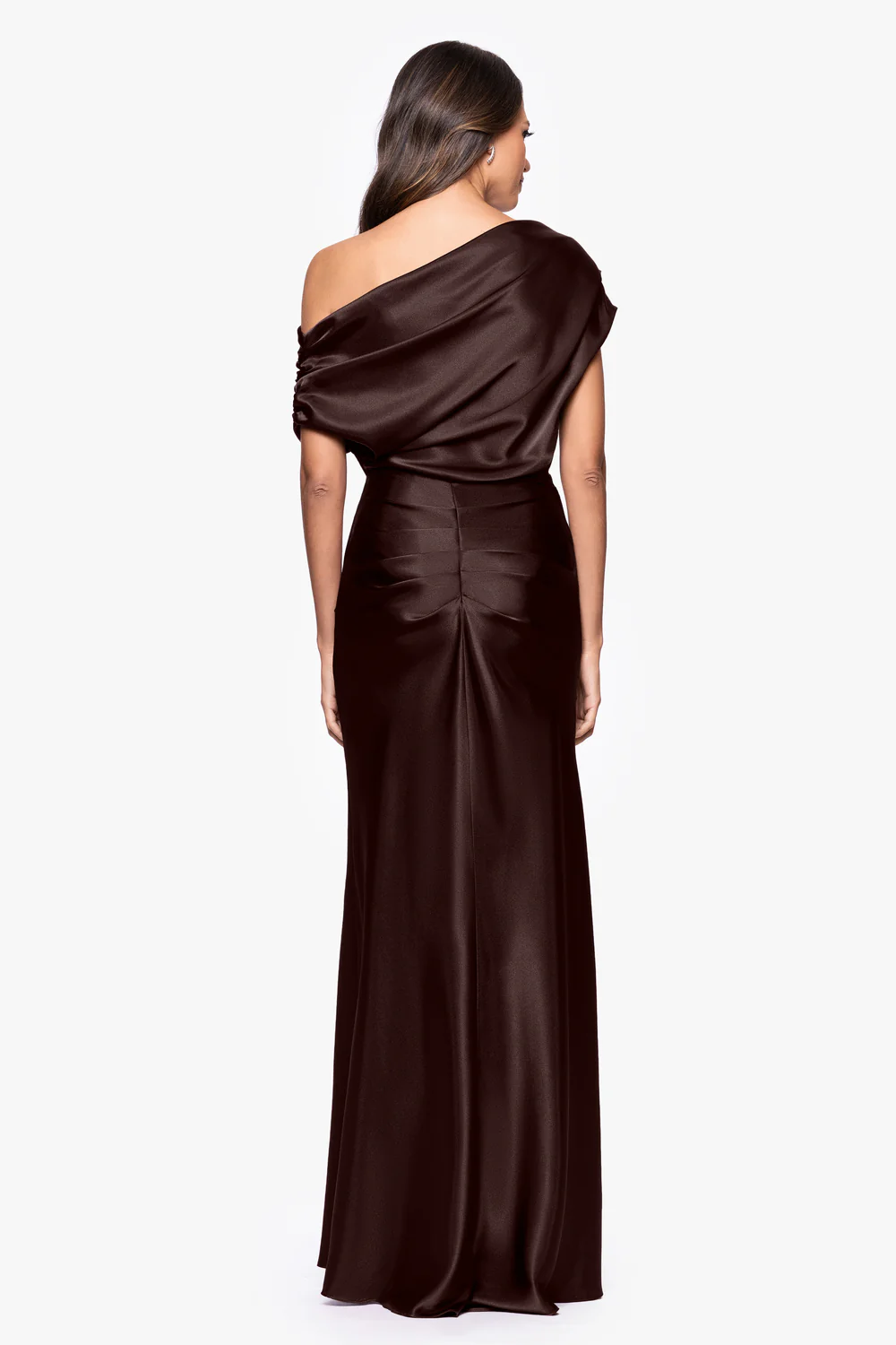 Satin Drop Shoulder Floor Length Dress