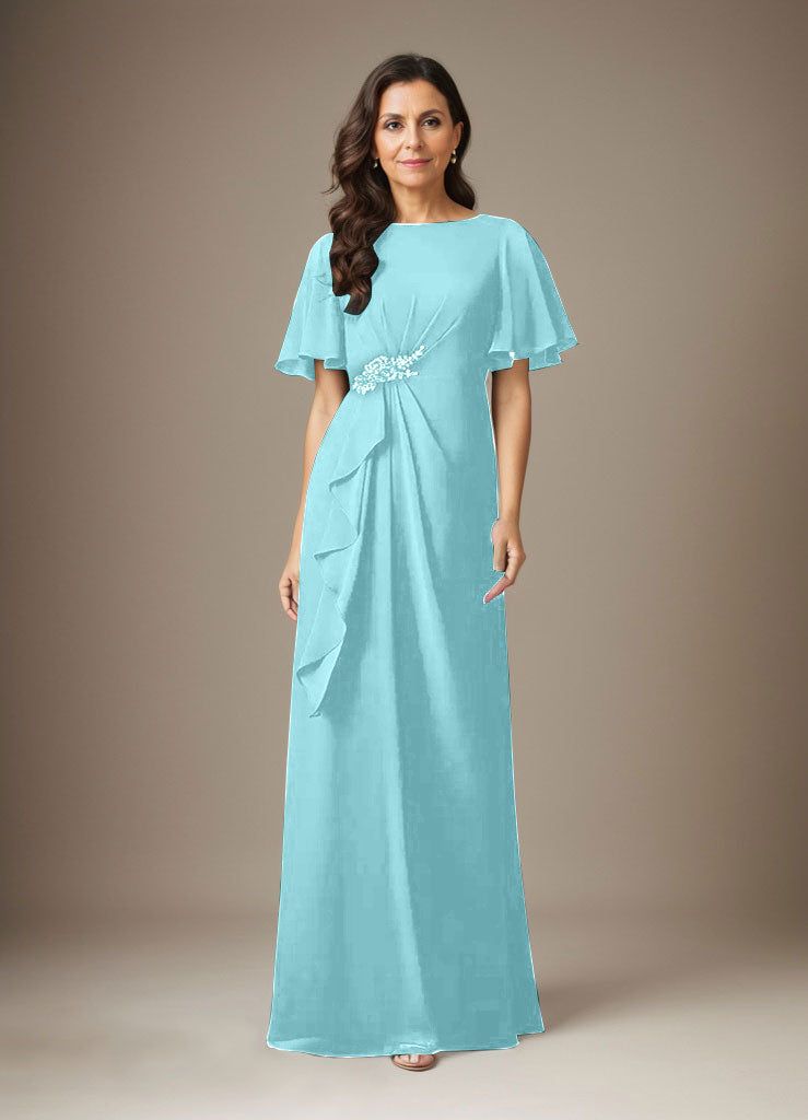 Dark Navy Sheath Beaded Chiffon Dress