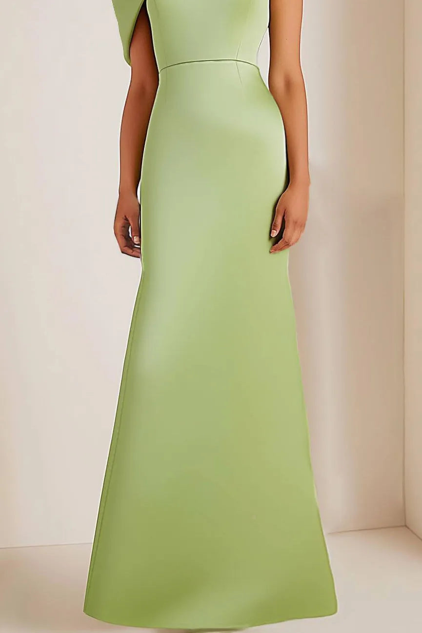 Wedding Guests Sage Green Dress One-shoulder Floor Length Dress