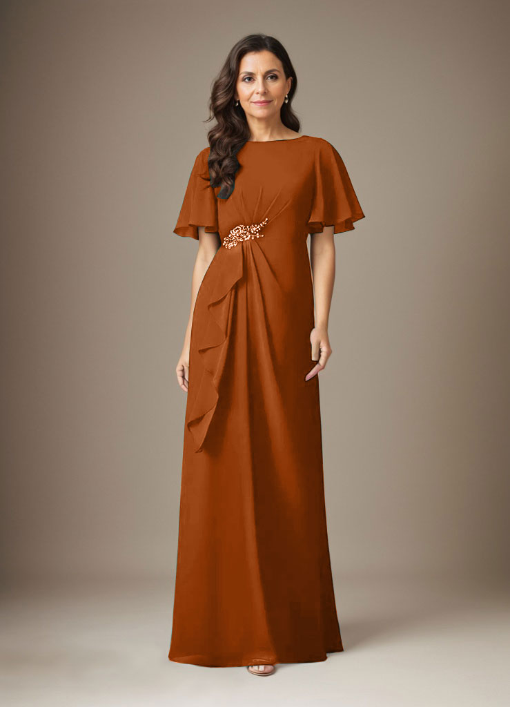 Dark Navy Sheath Beaded Chiffon Dress